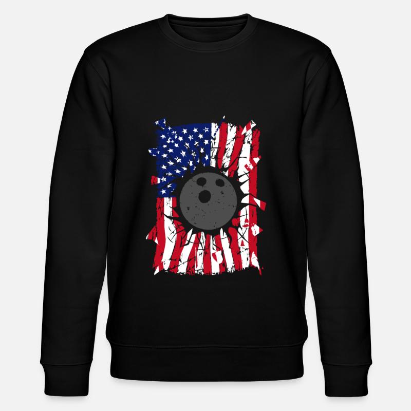 Bowling Torn American Flag - Stanley/Stella CHANGER Unisex Organic Sweatshirt - black