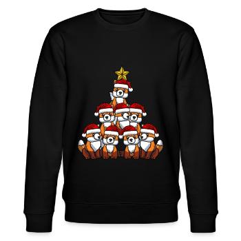Fuchs Weihnachtsbaum - Stanley/Stella Unisex Bio-Sweatshirt CHANGER  - Schwarz - Vorne - Nik (191cm) & Marisol (170cm)