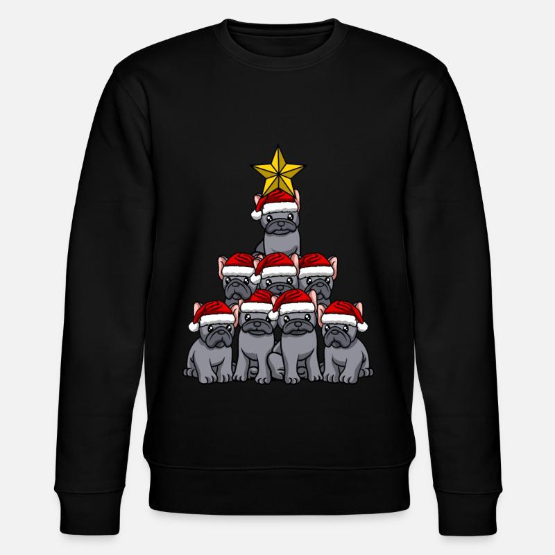 Frenchie Christmas Tree - Stanley/Stella CHANGER Unisex Organic Sweatshirt - black