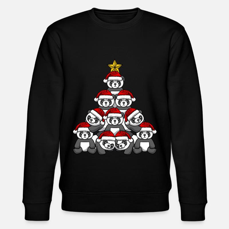Panda Christmas Tree - Stanley/Stella CHANGER Unisex Organic Sweatshirt - black