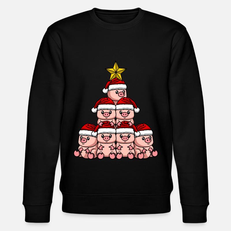 Pig Christmas Tree - Stanley/Stella CHANGER Unisex Organic Sweatshirt - black