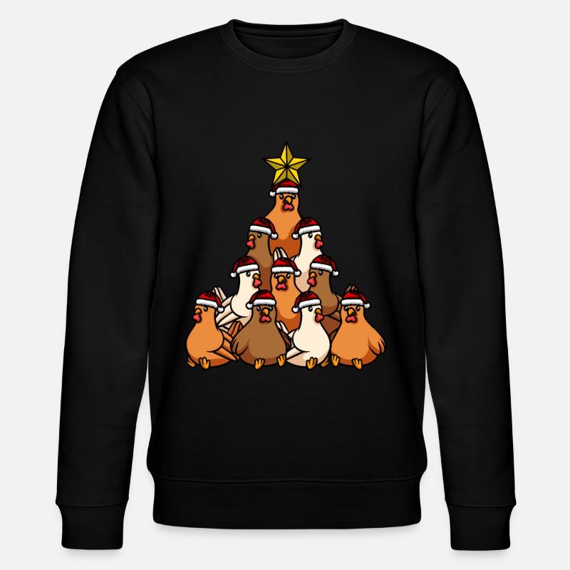 Weihnachtsbaum Huhn - Stanley/Stella Unisex Bio-Sweatshirt CHANGER  - Schwarz