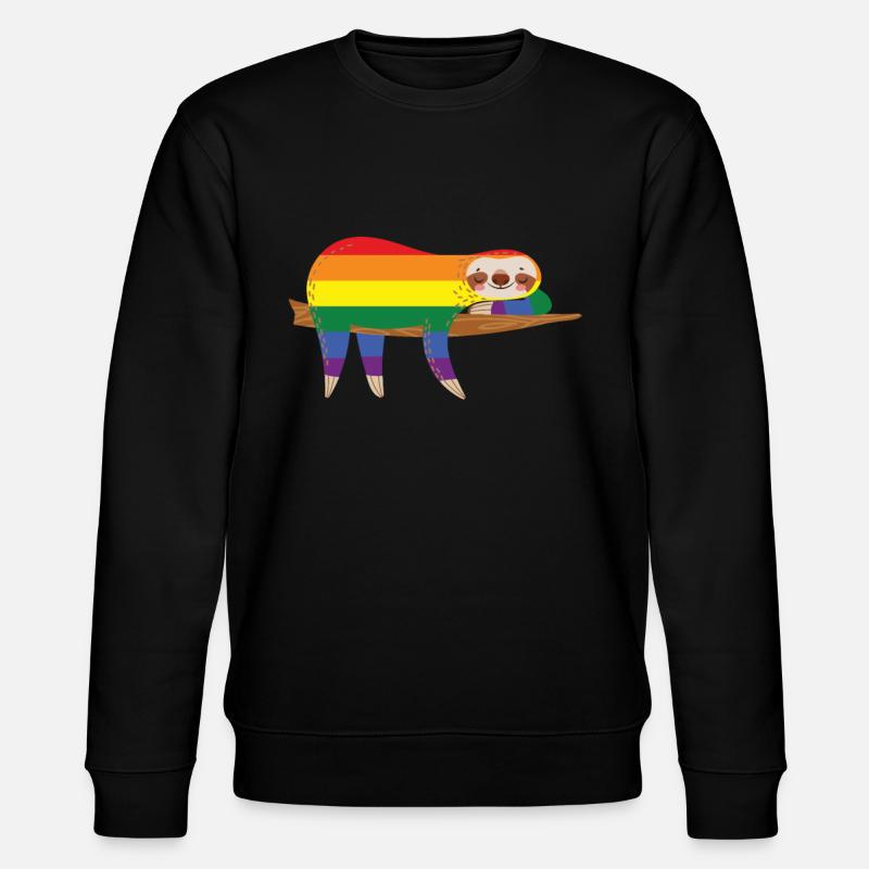 Sloth Rainbow Gay - Stanley/Stella CHANGER Unisex Organic Sweatshirt - black