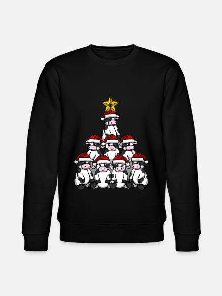Cow Cow Christmas Tree - Stanley/Stella CHANGER Unisex Organic Sweatshirt - black
