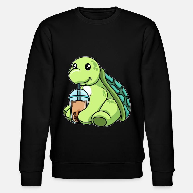 Kawaii Bubble Tea Schildkröte - Stanley/Stella Unisex Bio-Sweatshirt CHANGER  - Schwarz