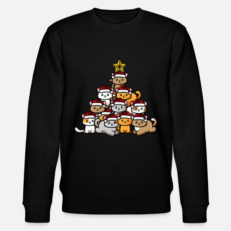 Katzen Weihnachtsbaum - Stanley/Stella Unisex Bio-Sweatshirt CHANGER  - Schwarz