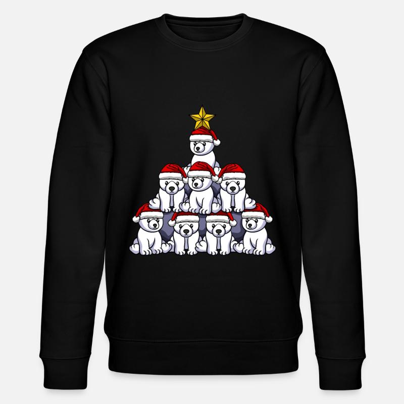 Polar Bear Christmas Tree - Stanley/Stella CHANGER Unisex Organic Sweatshirt - black