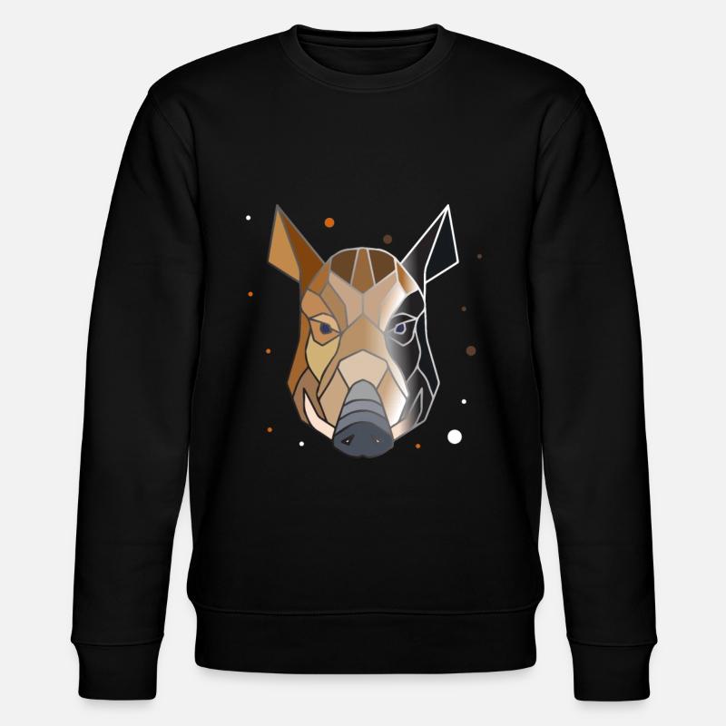 Wildschwein Polygon - Stanley/Stella Unisex Bio-Sweatshirt CHANGER  - Schwarz