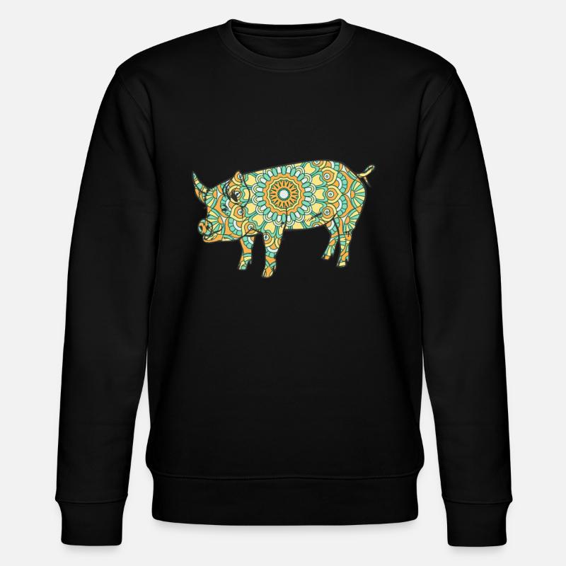 Mandala Schwein Geometrie Muster - Stanley/Stella Unisex Bio-Sweatshirt CHANGER  - Schwarz