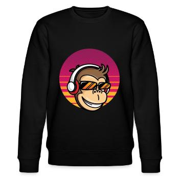Monkey with headset - Stanley/Stella CHANGER Unisex Organic Sweatshirt - black - Front - Nik (191cm) & Marisol (170cm)