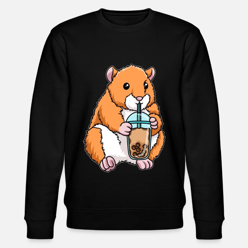Kawaii Bubble Tea Hamster - Stanley/Stella Unisex Bio-Sweatshirt CHANGER  - Schwarz