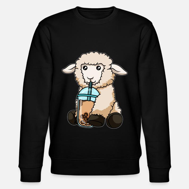 Kawaii Bubble Tea Sheep - Stanley/Stella CHANGER Unisex Organic Sweatshirt - black