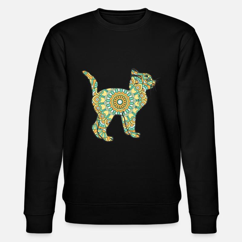 Mandala Katze Geometrie Muster - Stanley/Stella Unisex Bio-Sweatshirt CHANGER  - Schwarz
