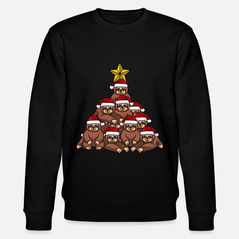 Sloth Christmas Tree - Stanley/Stella CHANGER Unisex Organic Sweatshirt - black