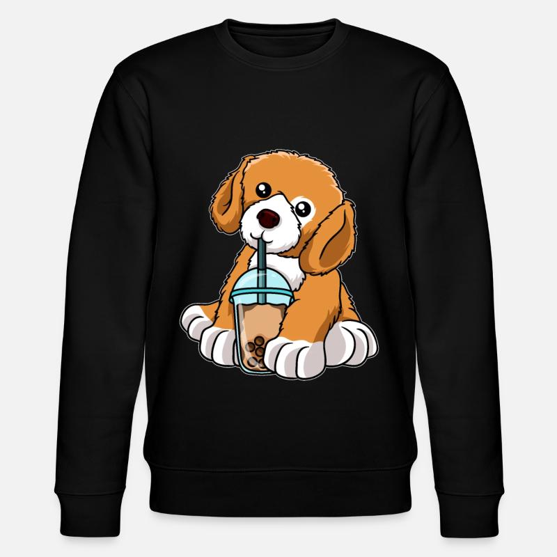 Hund trinkt Bubble Tea - Stanley/Stella Unisex Bio-Sweatshirt CHANGER  - Schwarz