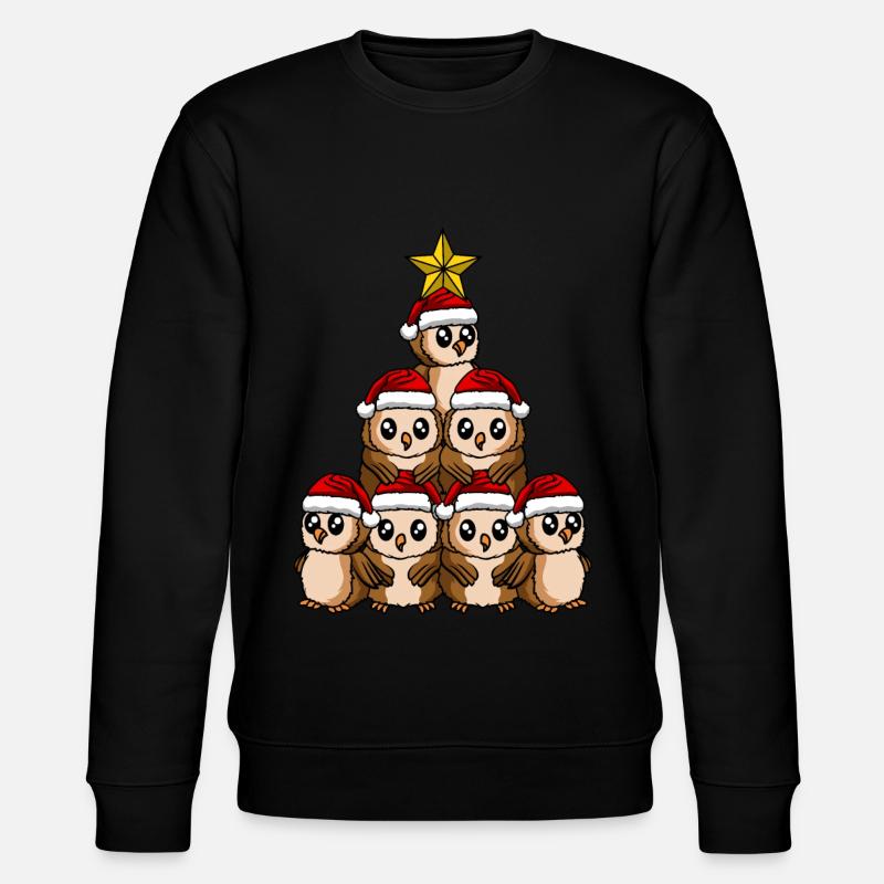 Owl Christmas Tree - Stanley/Stella CHANGER Unisex Organic Sweatshirt - black