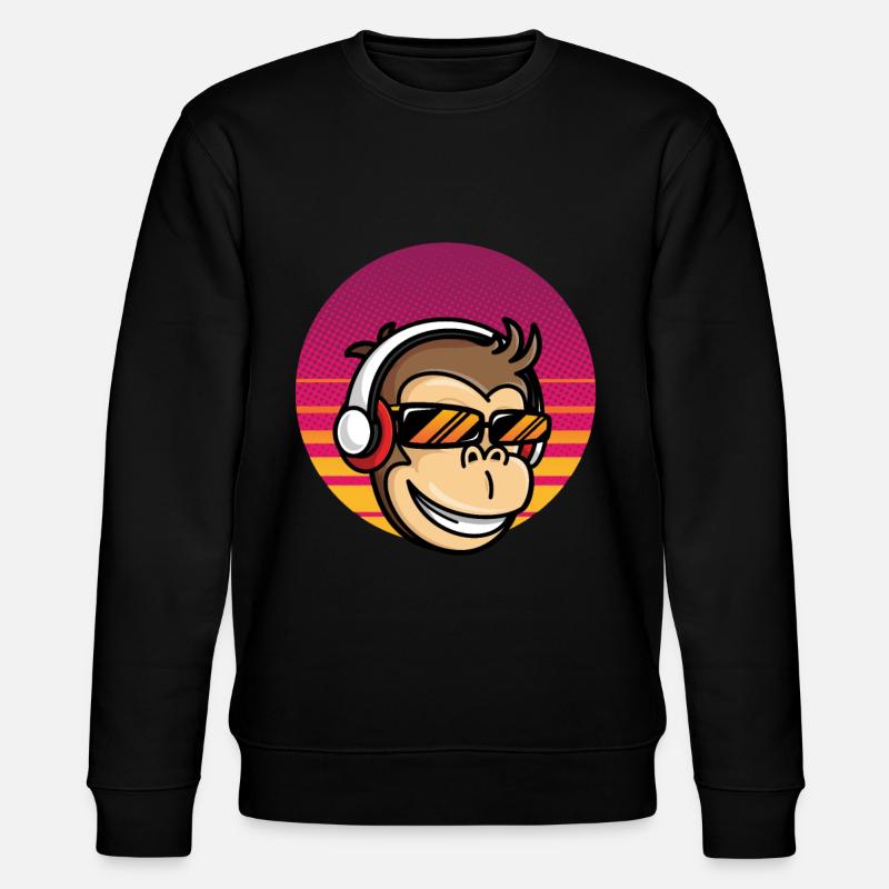 Affe mit Headset - Stanley/Stella Unisex Bio-Sweatshirt CHANGER  - Schwarz