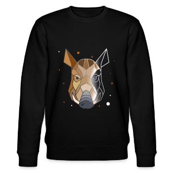Wildschwein Polygon Kunst Tier Geometrie - Stanley/Stella Unisex Bio-Sweatshirt CHANGER  - Schwarz - Vorne - Nik (191cm) & Marisol (170cm)