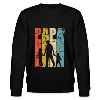 Papa 2 Söhne Dad hoch 2 zweifacher Vater - Stanley/Stella Unisex Bio-Sweatshirt CHANGER  - Schwarz - Vorne - Nik (191cm) & Marisol (170cm)