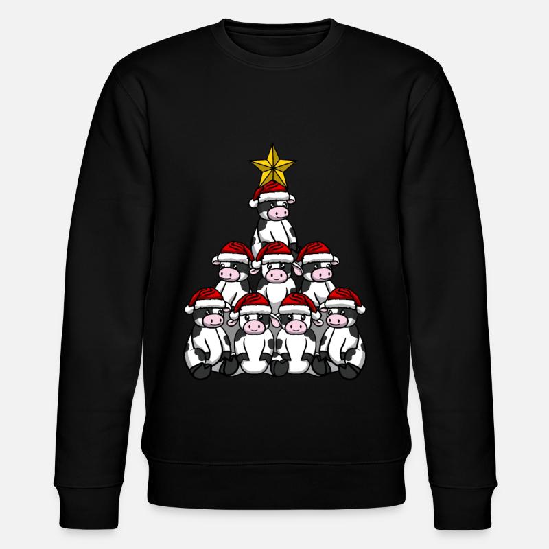 Kuh Weihnachtsbaum - Stanley/Stella Unisex Bio-Sweatshirt CHANGER  - Schwarz
