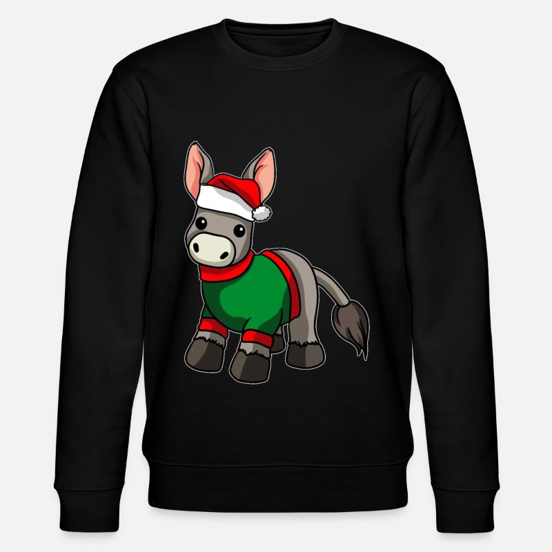 Âne avec pull de Noël - Sweat bio CHANGER Stanley/Stella Unisexe - noir