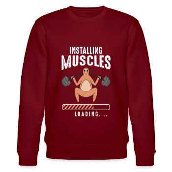 Installing Muscles Loading - Stanley/Stella Unisex Bio-Sweatshirt CHANGER  - Burgunderrot - Vorne - Nik (191cm) & Marisol (170cm)