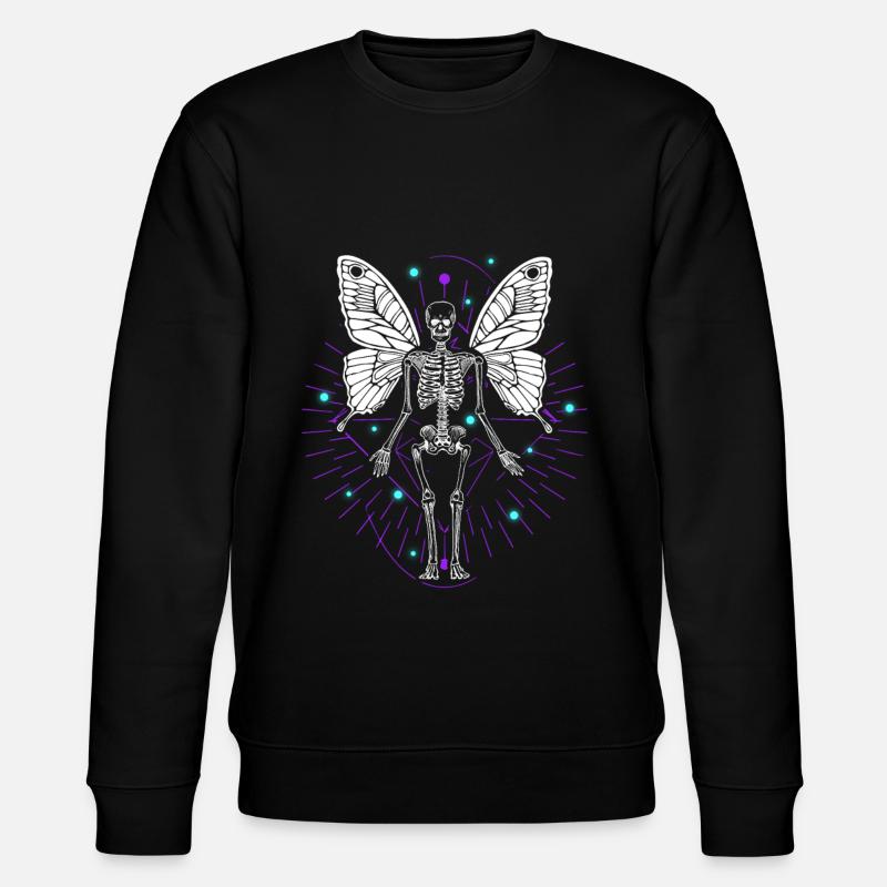 Skeleton Butterfly Dripping Skull Goth - Stanley/Stella Unisex Bio-Sweatshirt CHANGER  - Schwarz