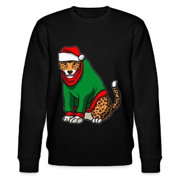 Leopard mit Christmas Sweater - Stanley/Stella Unisex Bio-Sweatshirt CHANGER  - Schwarz - Vorne - Nik (191cm) & Marisol (170cm)