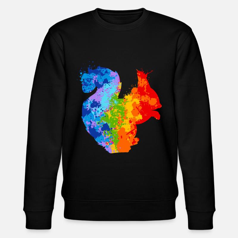 Farbspritzer Eichhörnchen Buntes Eichhörnchen - Stanley/Stella Unisex Bio-Sweatshirt CHANGER  - Schwarz