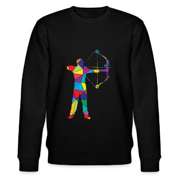 Bogenschütze Polygon Bogensport - Stanley/Stella Unisex Bio-Sweatshirt CHANGER  - Schwarz - Vorne - Nik (191cm) & Marisol (170cm)