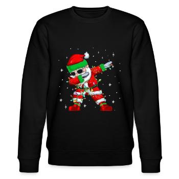 Dabbing Santa With Sunglasses Christmas Lights - Stanley/Stella Unisex Bio-Sweatshirt CHANGER  - Schwarz - Vorne - Nik (191cm) & Marisol (170cm)