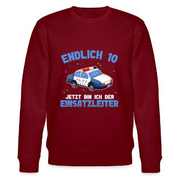 Polizei 10. Geburtstag Junge Polizei - Stanley/Stella Unisex Bio-Sweatshirt CHANGER  - Burgunderrot - Vorne - Nik (191cm) & Marisol (170cm)