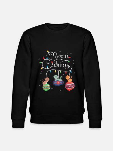 Merry Catmas Cat - Stanley/Stella CHANGER Unisex Organic Sweatshirt - black
