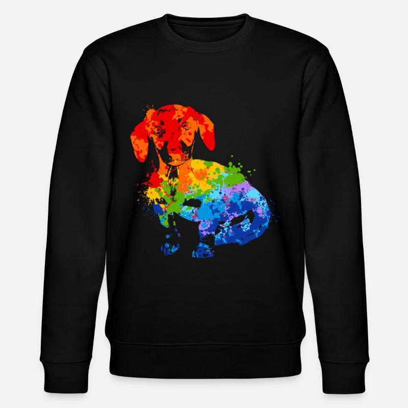 Farbspritzer Dackel Bunter Hund - Stanley/Stella Unisex Bio-Sweatshirt CHANGER  - Schwarz