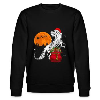 Dinosaur T-Rex Moon Christmas - Stanley/Stella Unisex Bio-Sweatshirt CHANGER  - Schwarz - Vorne - Nik (191cm) & Marisol (170cm)