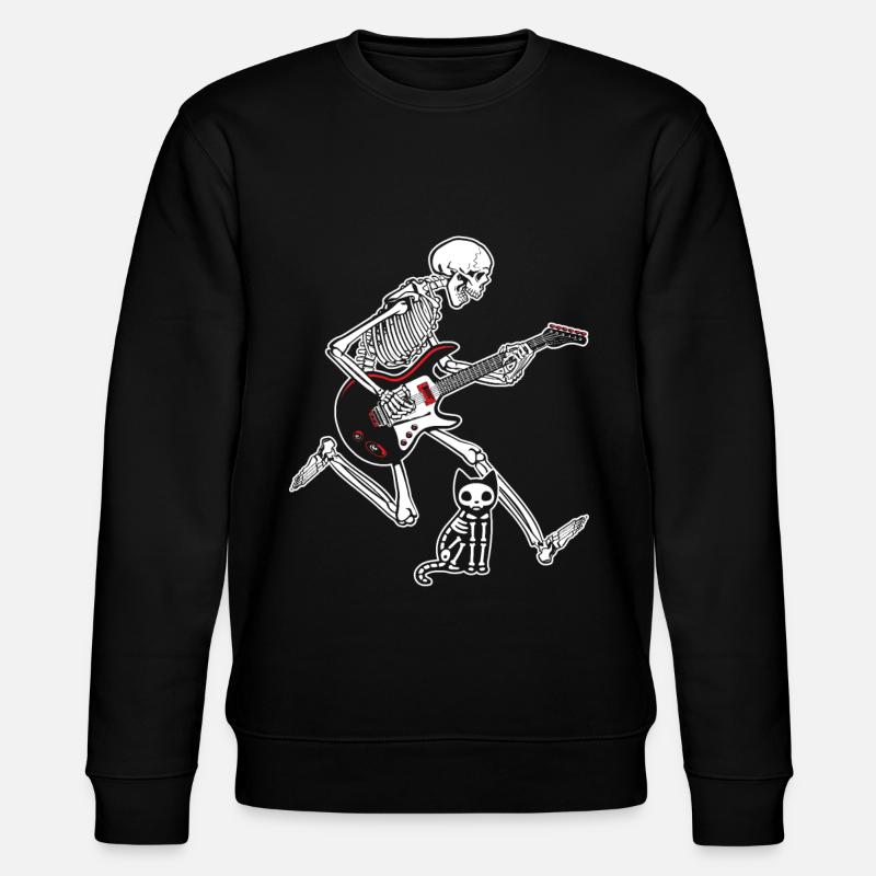 Skeleton Guitar Cat - Stanley/Stella CHANGER Unisex Organic Sweatshirt - black