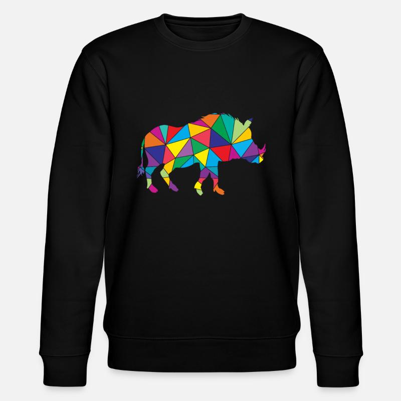 Sanglier polygonal de phacochère - Sweat bio CHANGER Stanley/Stella Unisexe - noir
