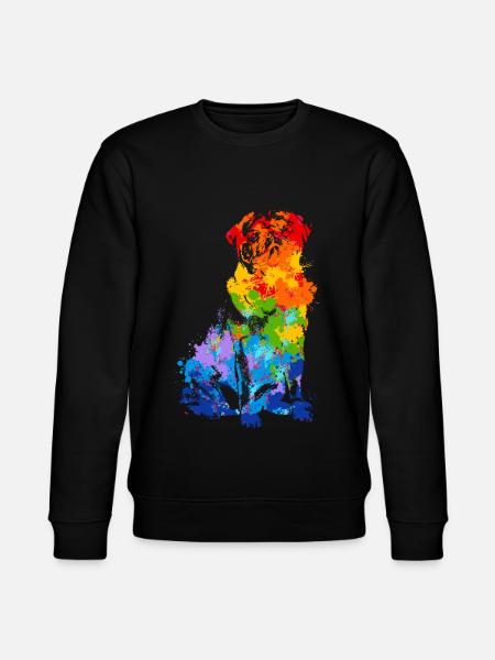 Pug Splash Art Dog - Stanley/Stella CHANGER Unisex Organic Sweatshirt - black