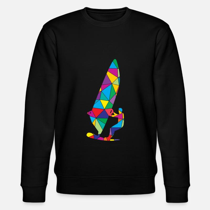 Windsurfer Polygon Lustiges Kiter - Stanley/Stella Unisex Bio-Sweatshirt CHANGER  - Schwarz