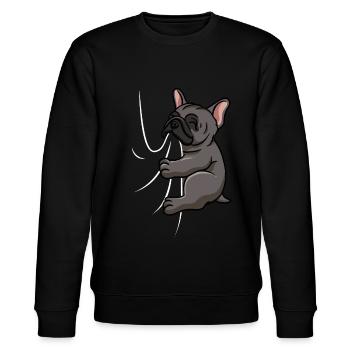 Biting French Bulldog - Stanley/Stella CHANGER Unisex Organic Sweatshirt - black - Front - Nik (191cm) & Marisol (170cm)