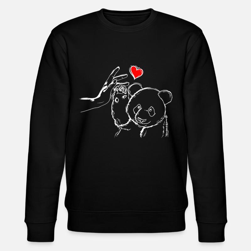 Panda Liebe Panda High Five - Stanley/Stella Unisex Bio-Sweatshirt CHANGER  - Schwarz