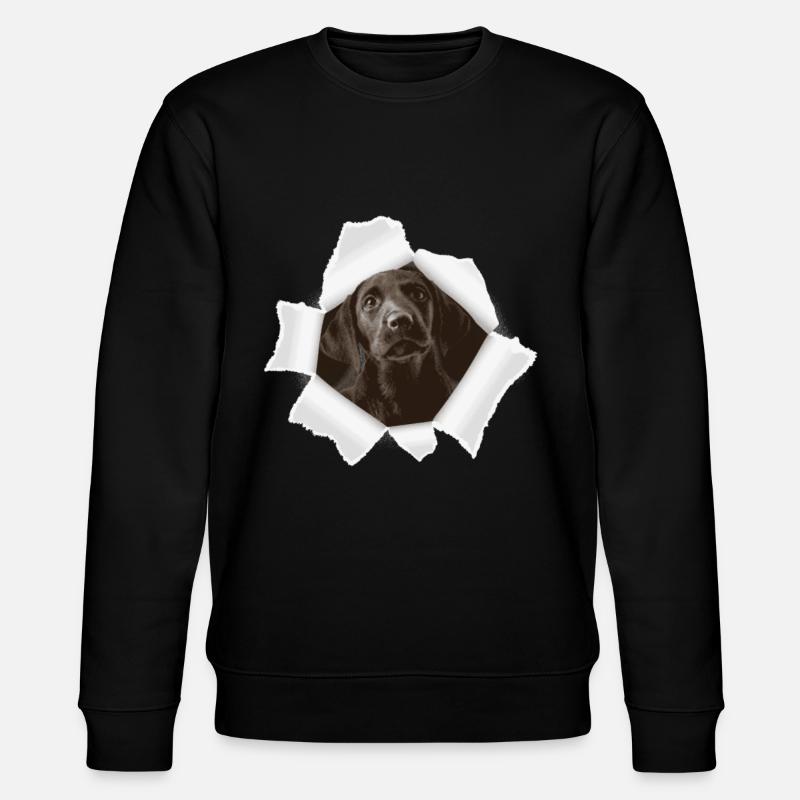 Dog peeking through hole - Stanley/Stella CHANGER Unisex Organic Sweatshirt - black