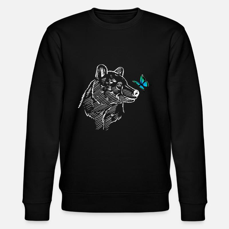 Eisbär mit Schmetterling - Stanley/Stella Unisex Bio-Sweatshirt CHANGER  - Schwarz