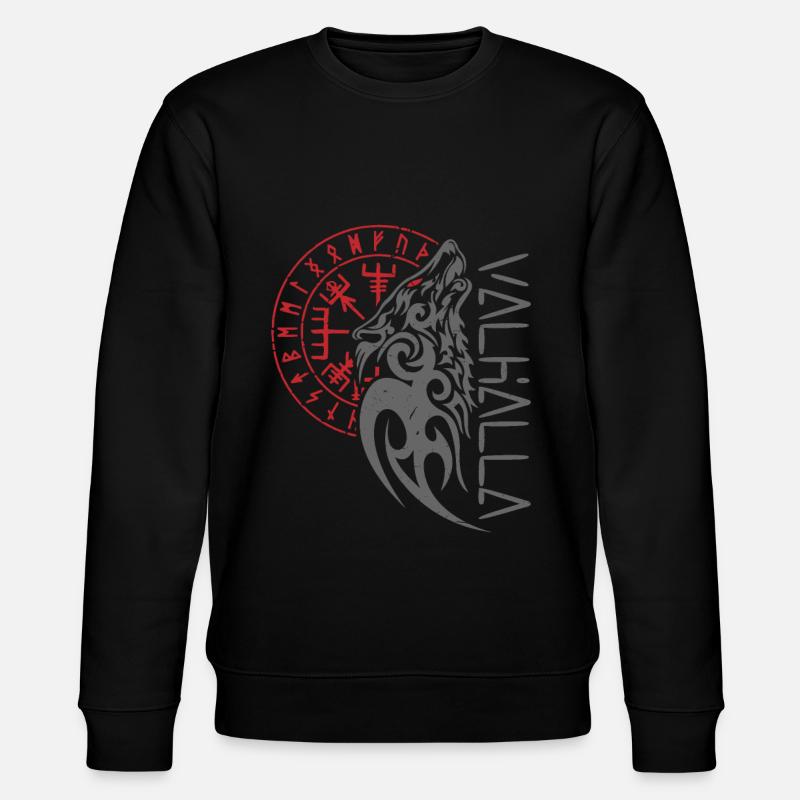 Valhalla Wolf Odin Compass - Stanley/Stella CHANGER Unisex Organic Sweatshirt - black