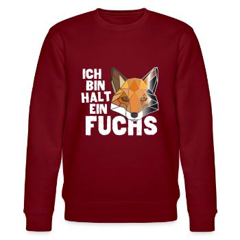 Ich bin halt ein Fuchs Low Poly - Stanley/Stella Unisex Bio-Sweatshirt CHANGER  - Burgunderrot - Vorne - Nik (191cm) & Marisol (170cm)