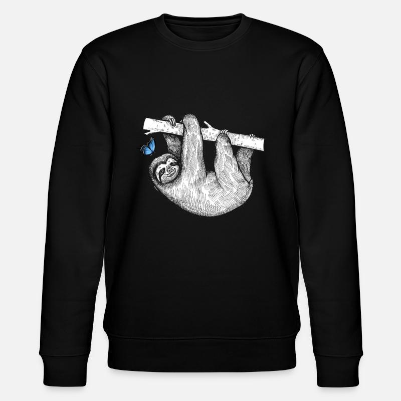 Faultier mit Schmetterling - Stanley/Stella Unisex Bio-Sweatshirt CHANGER  - Schwarz