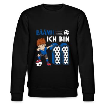 11. Geburtstag Fussball 11 Jahre Fußballer - Stanley/Stella Unisex Bio-Sweatshirt CHANGER  - Schwarz - Vorne - Nik (191cm) & Marisol (170cm)