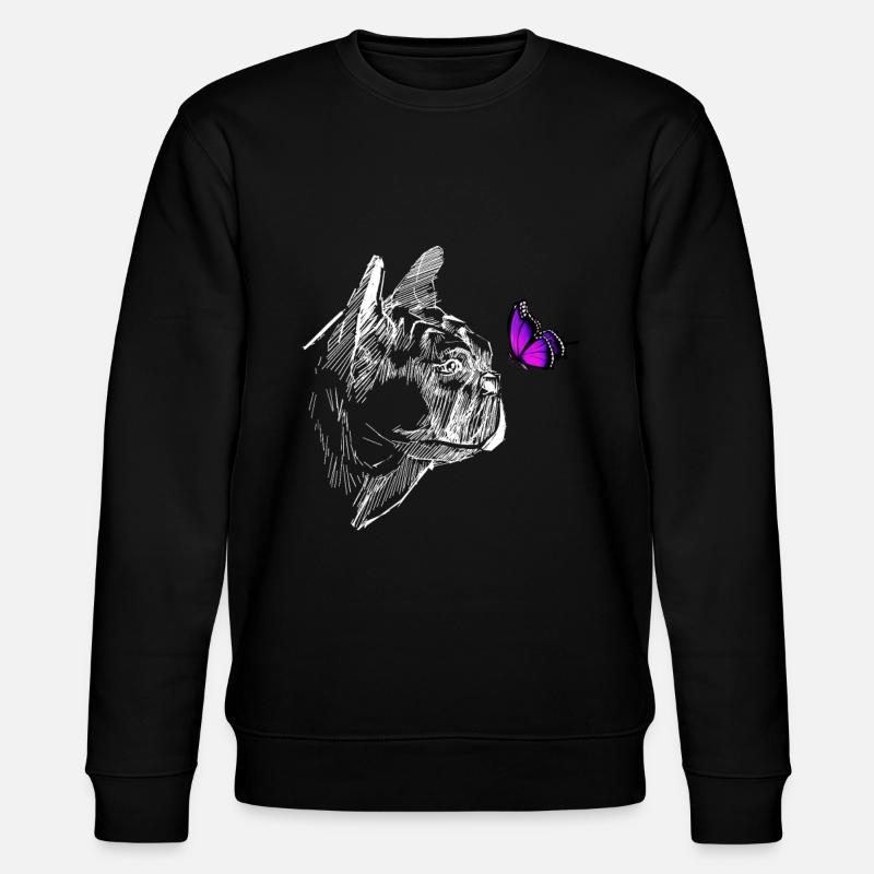 Mops mit Schmetterling - Stanley/Stella Unisex Bio-Sweatshirt CHANGER  - Schwarz