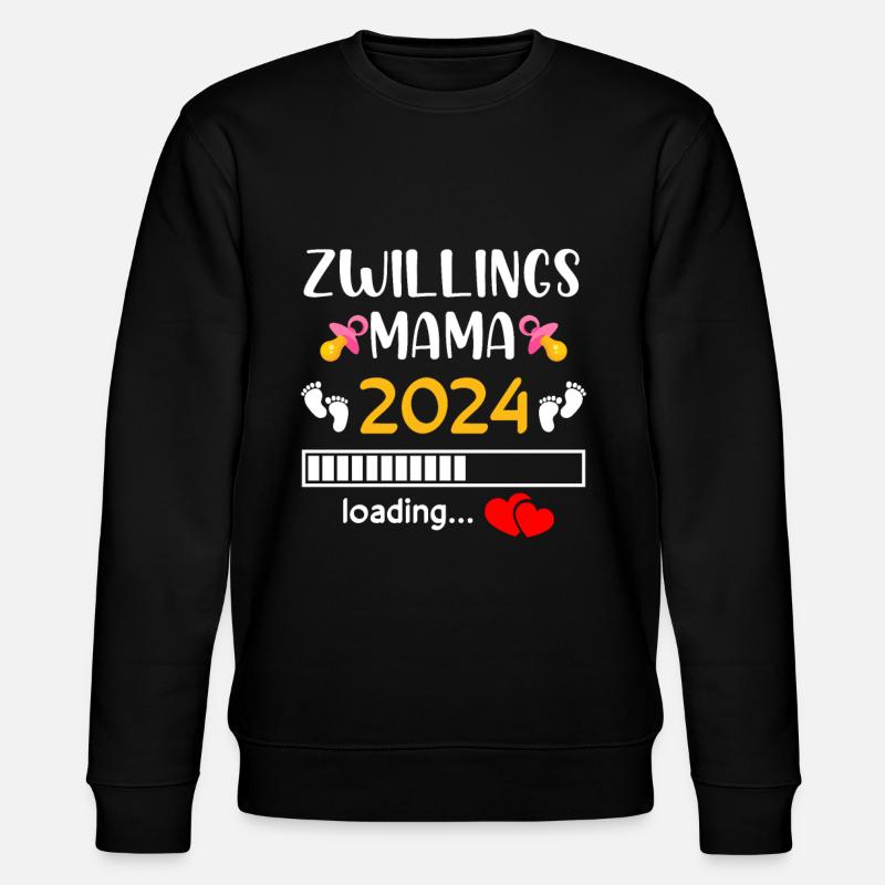 Zwillingsmama 2024 Mama Loading - Stanley/Stella Unisex Bio-Sweatshirt CHANGER - Schwarz