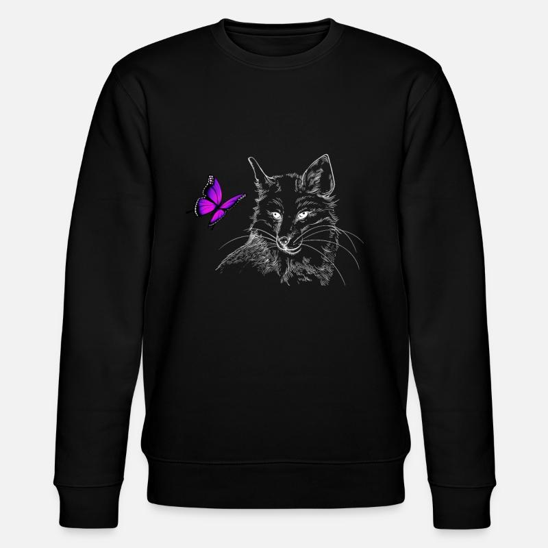 Aesthetic fox with butterfly - Stanley/Stella CHANGER Unisex Organic Sweatshirt - black